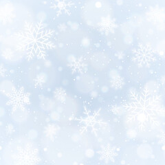 Naklejka na ściany i meble 雪の結晶が降る冬のベクターイラスト背景(xmas,snowflake,snowcrystal,holiday,art,winter)