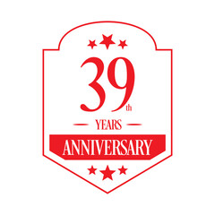 Luxury 39th years anniversary vector icon, logo. Graphic design element