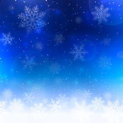 Fototapeta na wymiar 雪の結晶が降る冬の夜空のベクターイラスト背景(xmas,snowflake,snowcrystal,holiday,art)