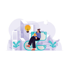 Female working on Business Idea Illustration Concept