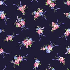 A beautiful rose bouquet made into a seamless pattern,