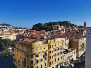 Nice, France — 04.09.2022: view of the old Nice from the roof of MAMAC museum