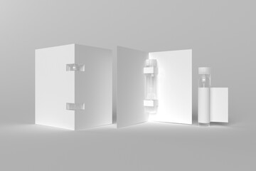 3d render Parfume sample on card mockup with space for design