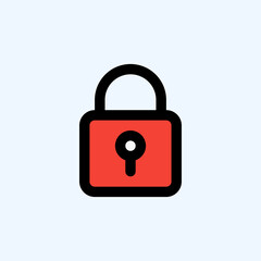 Padlock icon in filled line style about user interface, use for website mobile app presentation