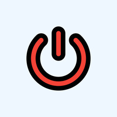 Power off icon in filled line style about user interface, use for website mobile app presentation