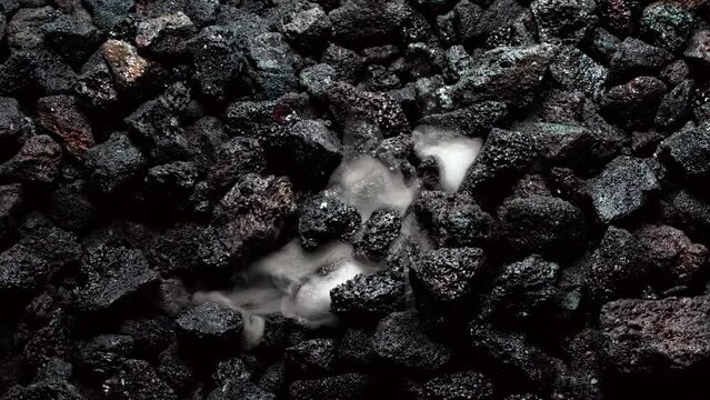 Closeup of lava rocks from a volcano