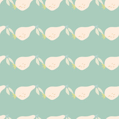 Hand drawn pears seamless pattern. Fruits botanical backdrop.