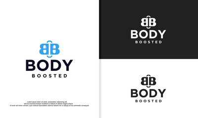 Obraz premium logo illustration vector graphic of double B shaped like butterfly