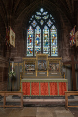 Fototapeta na wymiar detail view of one of the side chapels inside the historic Chester Cathedral in Cheshire