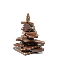 Broken Chocolate Bar, Chocolate Pieces Christmas Tree Isolated