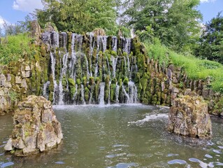 Beautiful view of small waterfall in Detmold, Germany