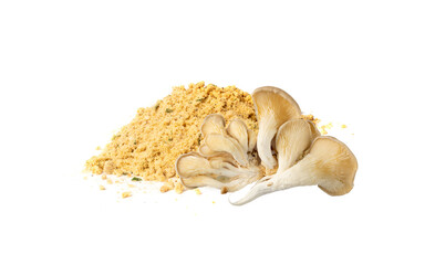 Mushroom Powder Pile Isolated, Powdered Dry Mushrooms
