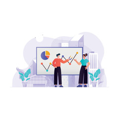 Customer oriented marketing illustration for landing page