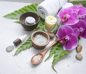 Lifestyle and Healthy Concept. Spa setting for massage treatment 