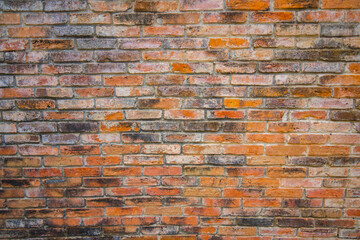 Red brick wall. Texture of old brown and red brick wall background. Fragment of red brick wall...