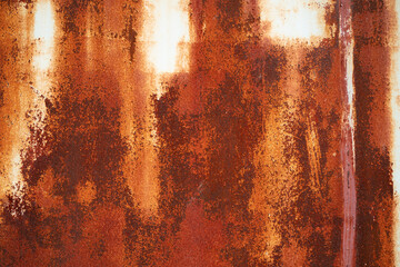 Rusty sheet of metal background. Old style of closed red steel door and rust , Rusty old folding...