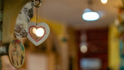 Valentine heart hanging decor handmade.