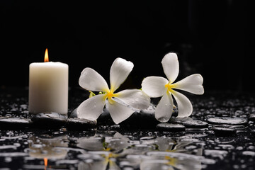 Obraz na płótnie Canvas spa still life of with frangipani with candle 