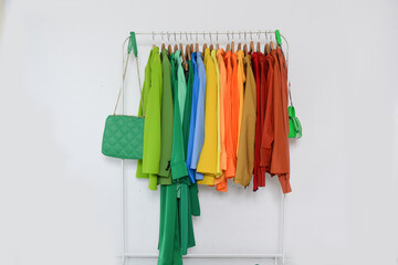 Set of different clothes,dress, for females on hanging