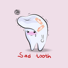 Vector dental care medical gum tooth icon in cartoon flat illustration.