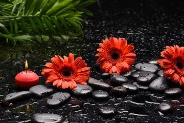 Fotobehang spa stones and flower © Mee Ting