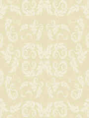 オーナメント模様の背景　縦位置　クリーム