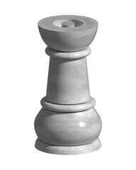 Silver Ceramic Chess Rook 3D Render