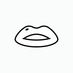 Woman Lips Icon in Line Art Style - Vector.   