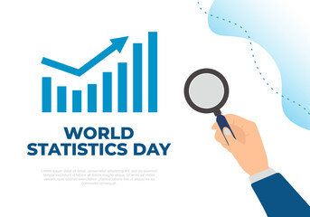 World statistics day background with magnifier and graphics on october 20th.