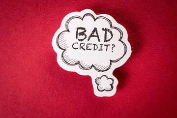 Bad Credit. Speech bubble with text on red background