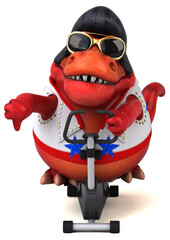 Fun 3D cartoon illustration of a Trex rocker