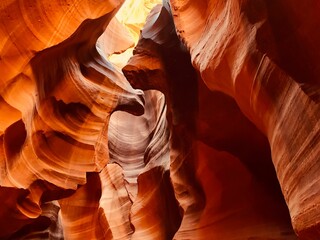 Amazing shot of an inside  view of  Antelope Canyon with sandtones