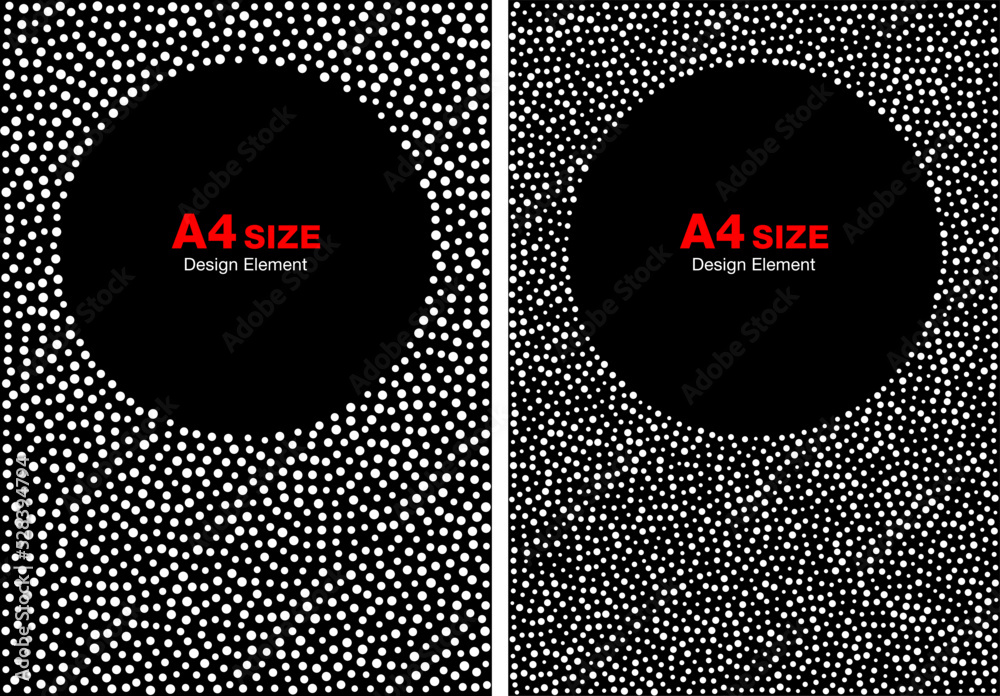 Wall mural white halftone circle dots frames set. circle backgrounds. a4 size, a4 format. vector illustration