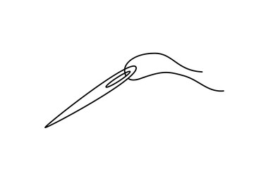 Doodle needle with thread. Handicraft accessories. vector fat cartoon illustration, clipart.