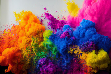 colorful paint splash explosion abstract background, artistic wallpaper, 3d render, 3d illustration