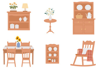 カントリーテイストな家具のセット