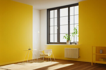 yellow wall empty room, abstract background, 3d render, 3d illustration