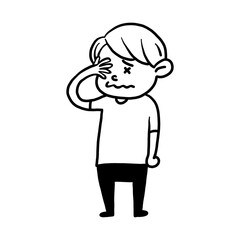 crying expression of cute boy character design