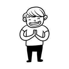 Apologize expression of cute boy character design