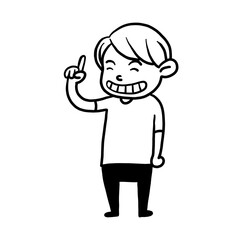 hand lifting expression of cute boy character design