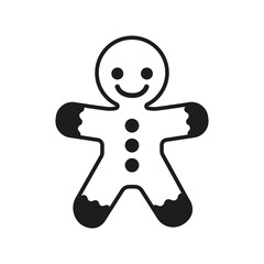Vector winter logo design. Black and white gingerbread man cookie icon