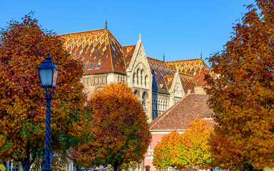 Fototapeta na wymiar National Archives of Hungary building in autumn, Budapest