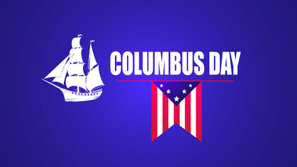 USA Columbus Day greeting card with brush stroke background in United States national flag, and ship. Vector illustration for banners, posters.