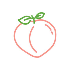 Peach Fruit Simple Line Illustrations
