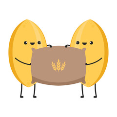 Rice character design. rice vector on white background. Paddy vector.