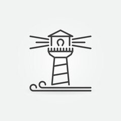 Lighthouse and Sea Waves vector thin line concept icon