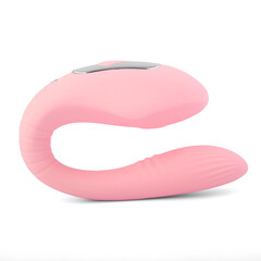 Dildo for vaginal and clitoral stimulation isolated in white.