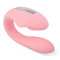 Dildo for vaginal and clitoral stimulation isolated in white.