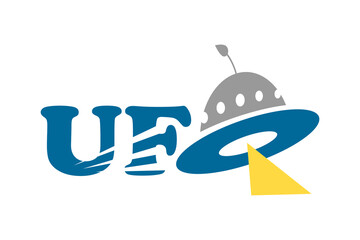 Fancy ufo logotype with alien spaceship element