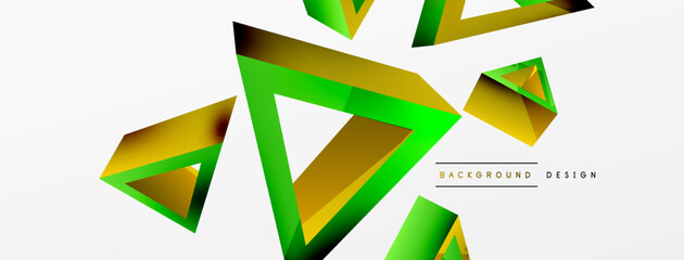 3d triangle abstract background. Basic shape technology or business concept composition. Trendy techno business template for wallpaper, banner, background or landing